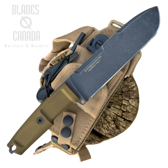 Extrema Ratio Ontos II Expeditions Fixed Blade Knife, N690 Black, Forprene Desert, Desert Cordura Sheath